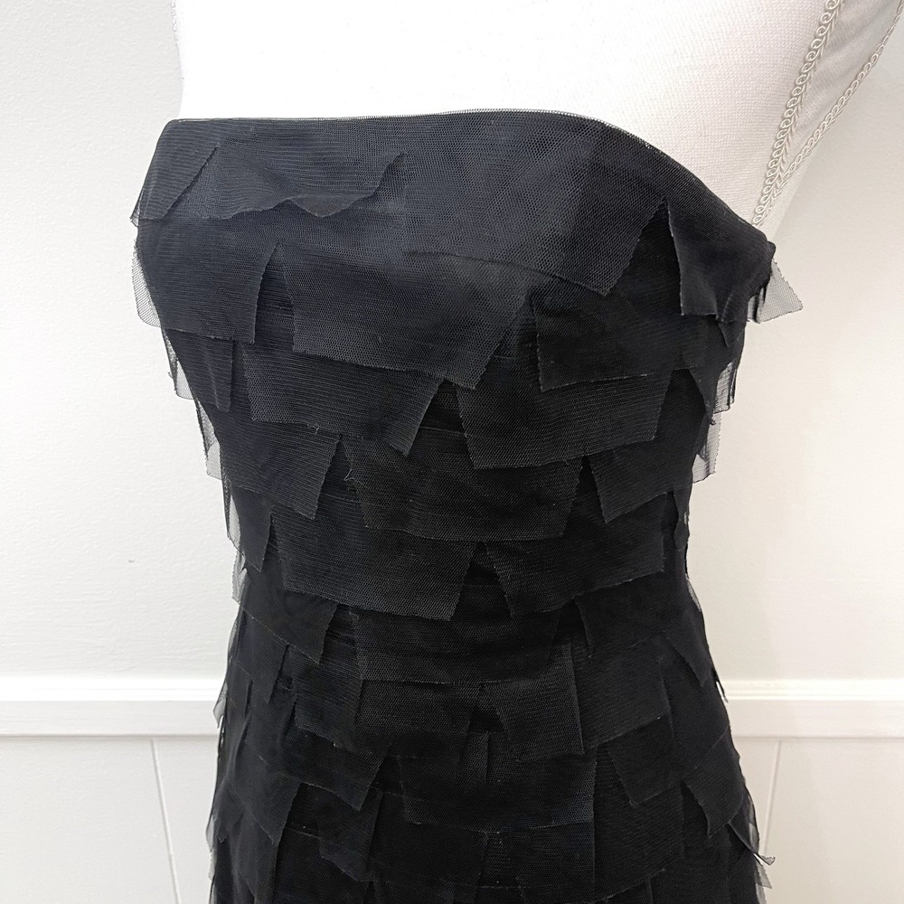 BCBG Max Azria Black Strapless Cocktail Dress Layers Of Tulle Size 4